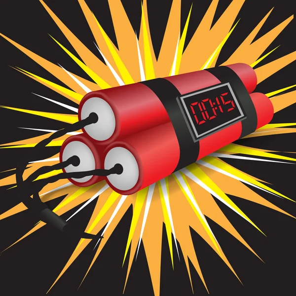 Drei Dynamiten mit explodierender Uhr — Stockvektor