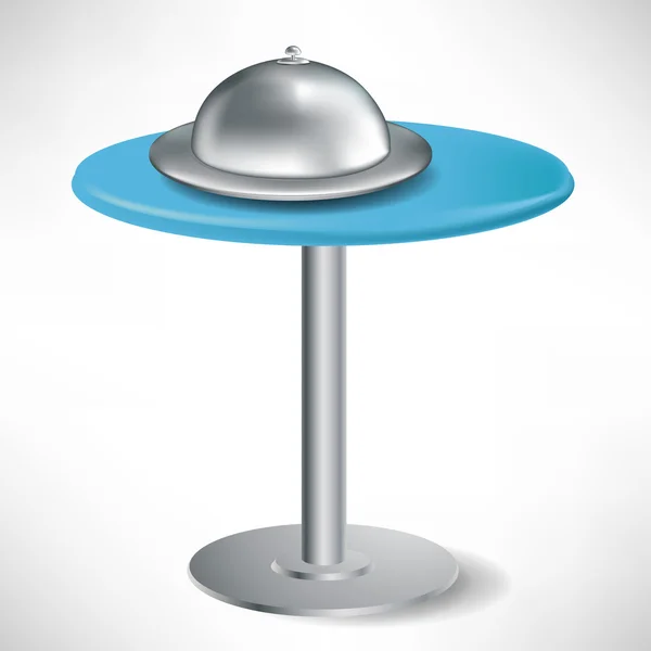 Простий круглий стіл з підносом для громадського харчування та кепкою — стоковий вектор