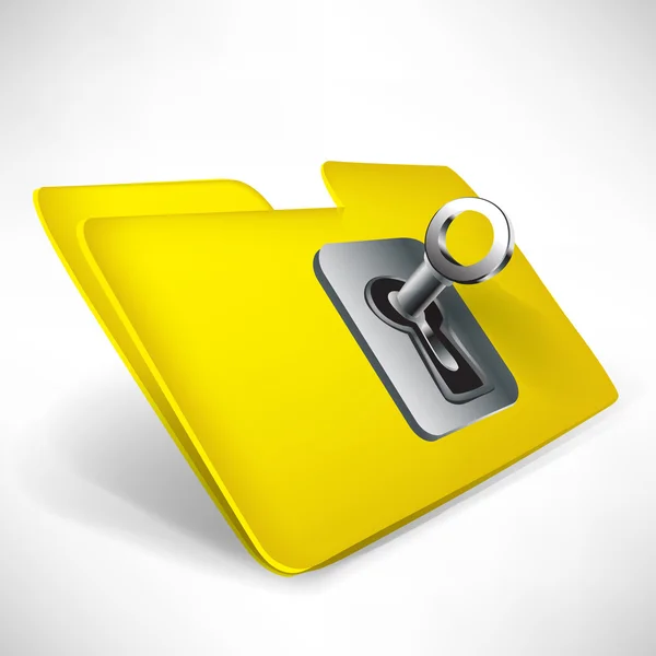 Dossier jaune vide avec clé — Image vectorielle