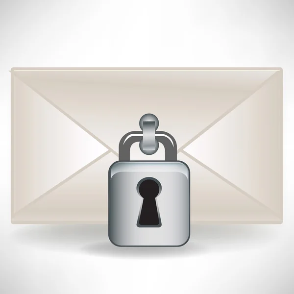 Enveloppe de courrier avec serrure isolée sur fond blanc — Image vectorielle