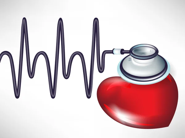 Estetoscópio e batimentos cardíacos — Vetor de Stock