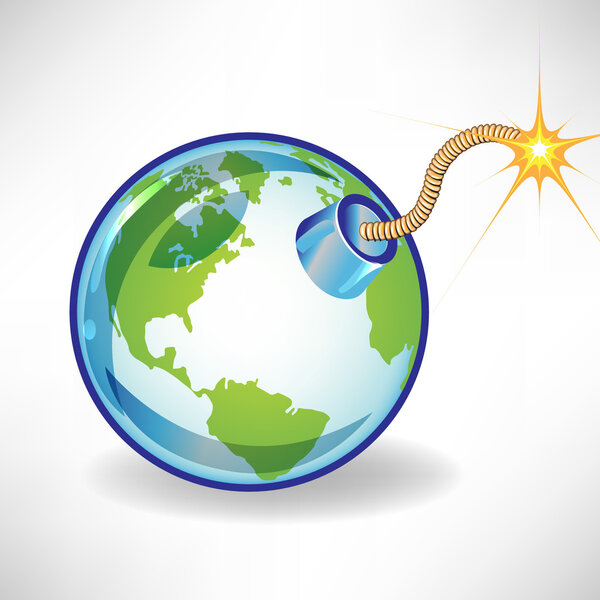 бомба Земля глобус концепция изолированы на белом
