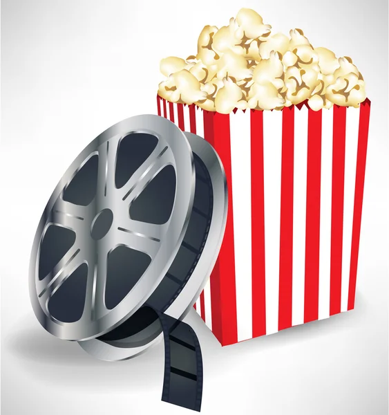 Movie film with popcorn isolated — Stock Vector
