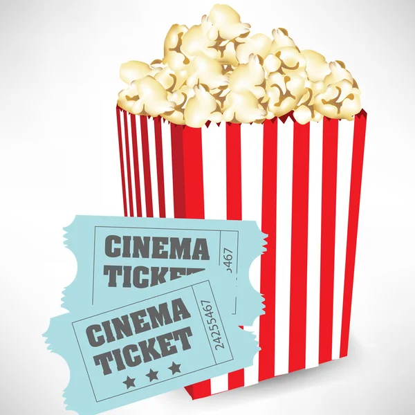 Lístky na kontejner a kina popcorn — Stockový vektor