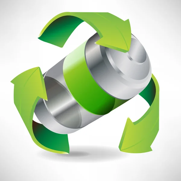 Concetto di riciclaggio della batteria isolato — Vettoriale Stock