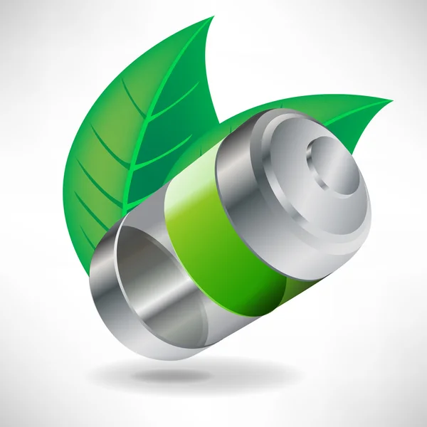Battery and leaves eco concept — Stock Vector