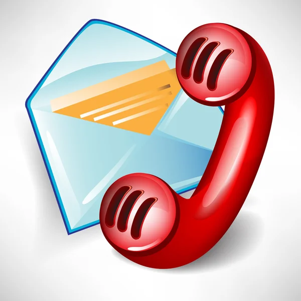 Mail icon and red telephone isolated — Stock Vector