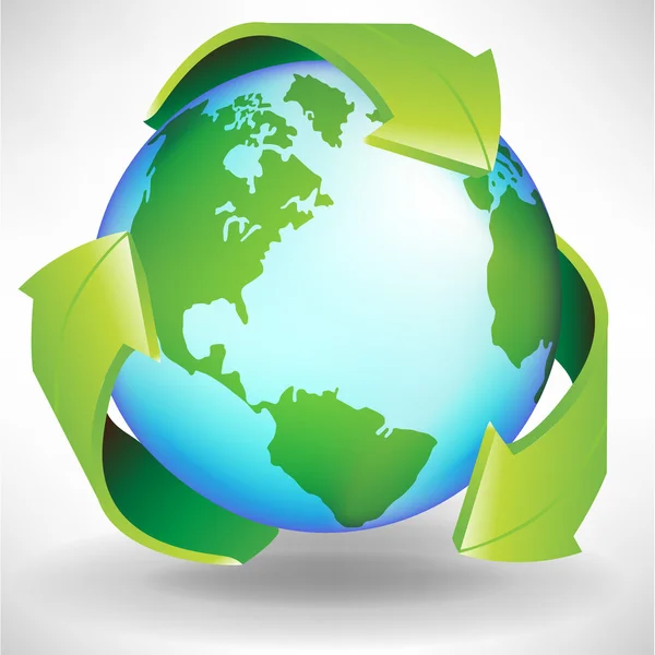Green earth globe recycle concept — Stock Vector