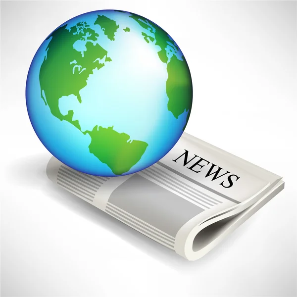 Earth globe and newspaper — Stock Vector