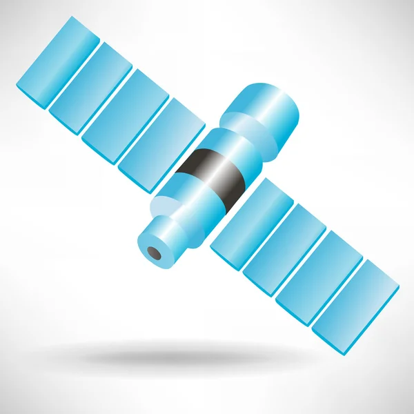 Un singur satelit albastru izolat — Vector de stoc