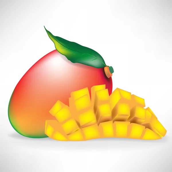 Mango ve dilimlenmiş mango izole — Stok Vektör