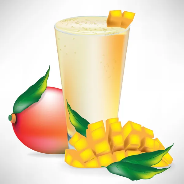 Mango smoothie s čerstvým ovocem a plátky — Stockový vektor