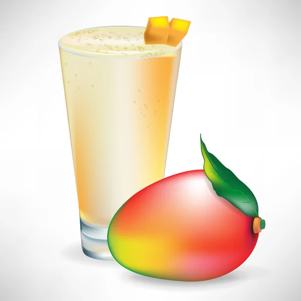 Mango smoothie with fresh single mango fruit — Stock Vector