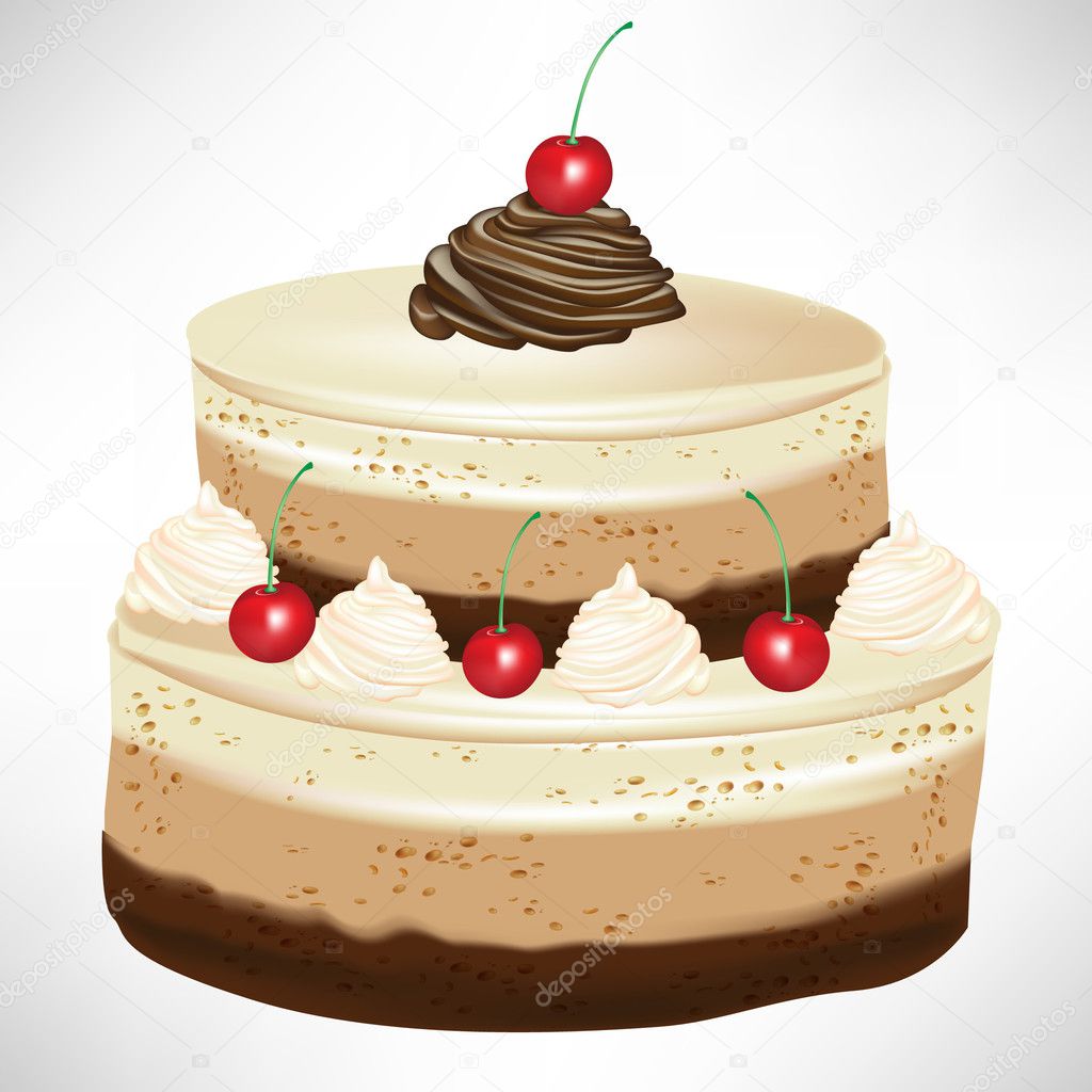 Cherry chocolate mousse cake Stock Vector Image by ©corneliap #7040138