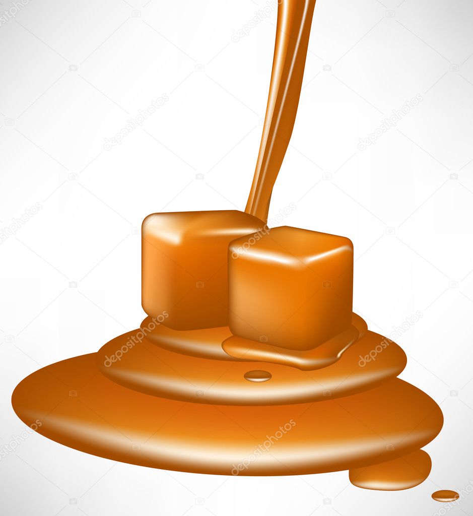 caramel syrup and pieces pouring