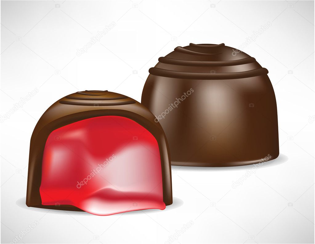 chocolate bonbon filled with cherry cream