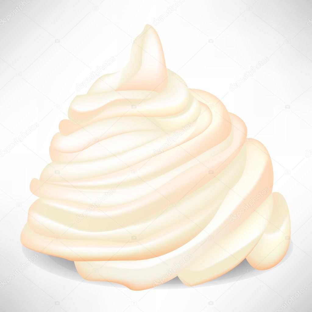 swirl of simple whipped cream isolated