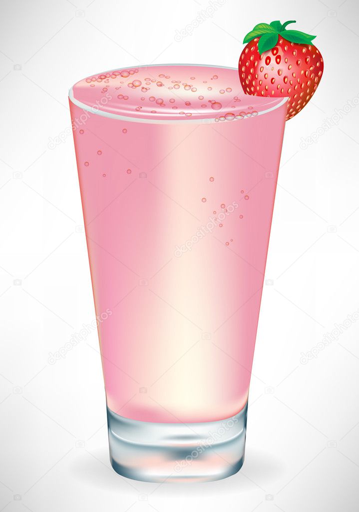 glass with strawberry milkshake