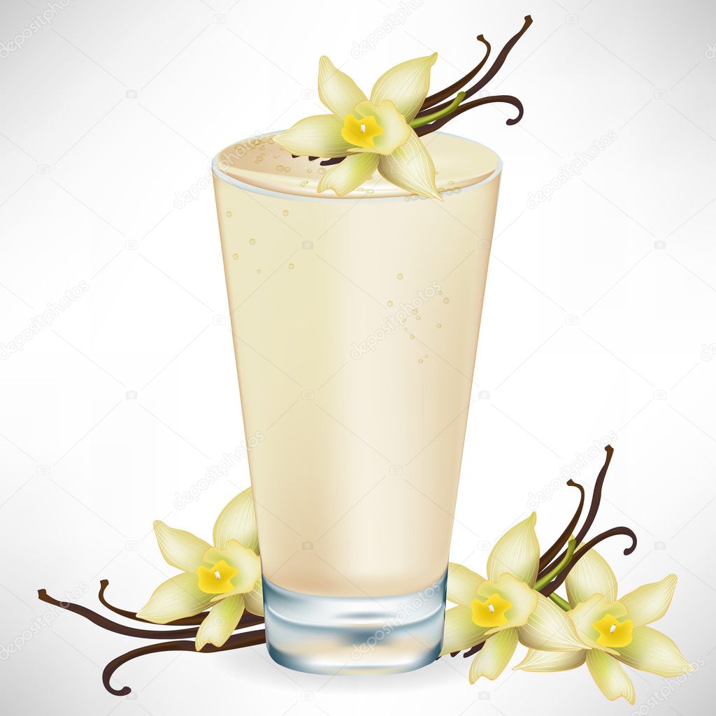 vanilla milkshake with vanilla flower