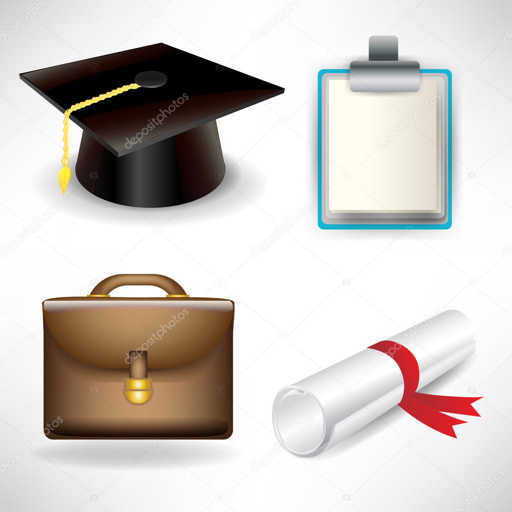graduation and job icons isolated