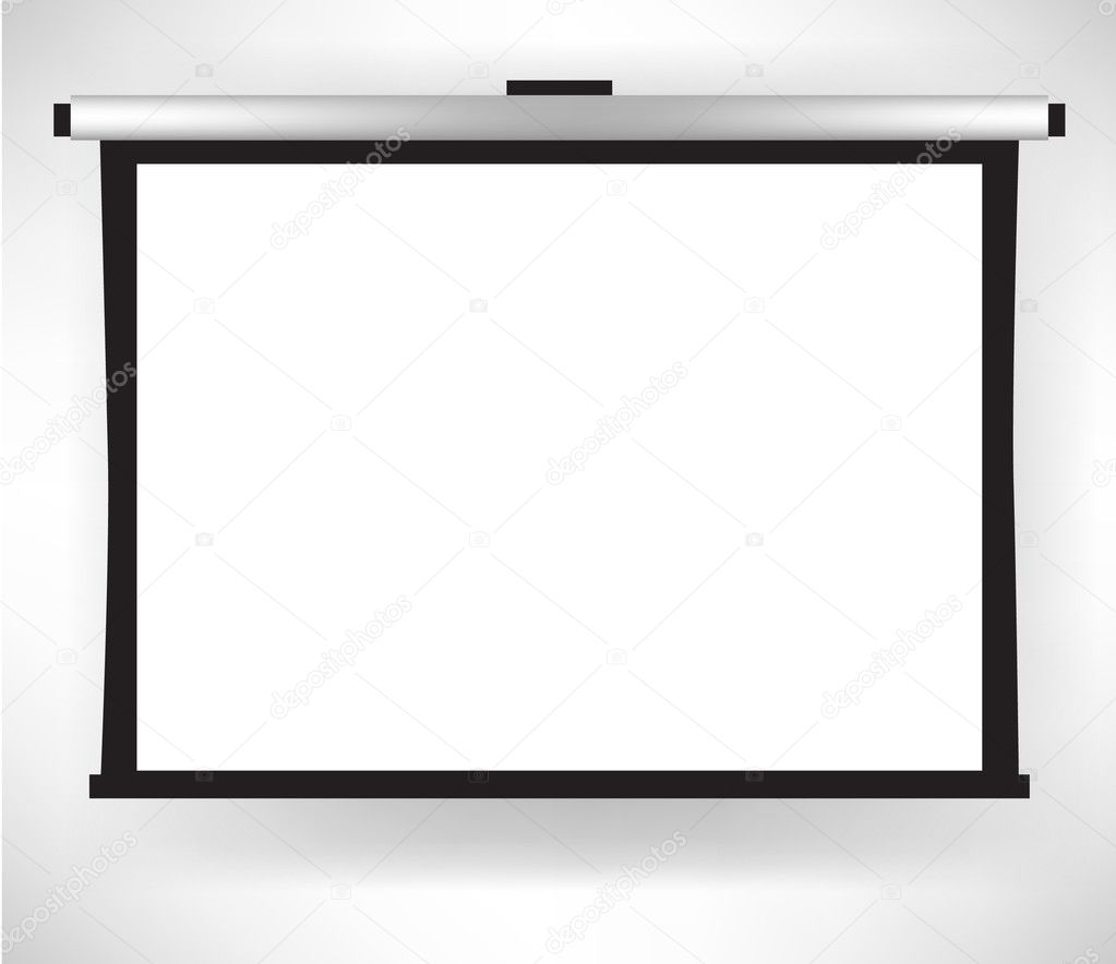 white empty projector screen isolated