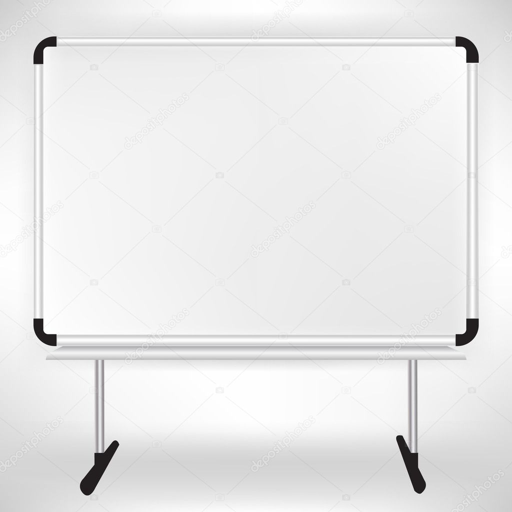 empty whiteboard isolated on white