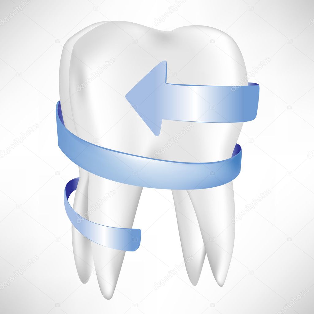 tooth protection with blue arrow