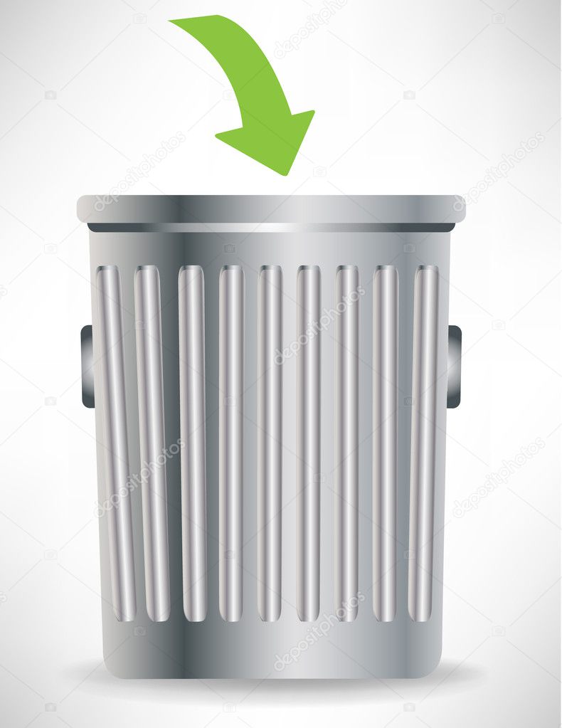 single trashcan with green arrow