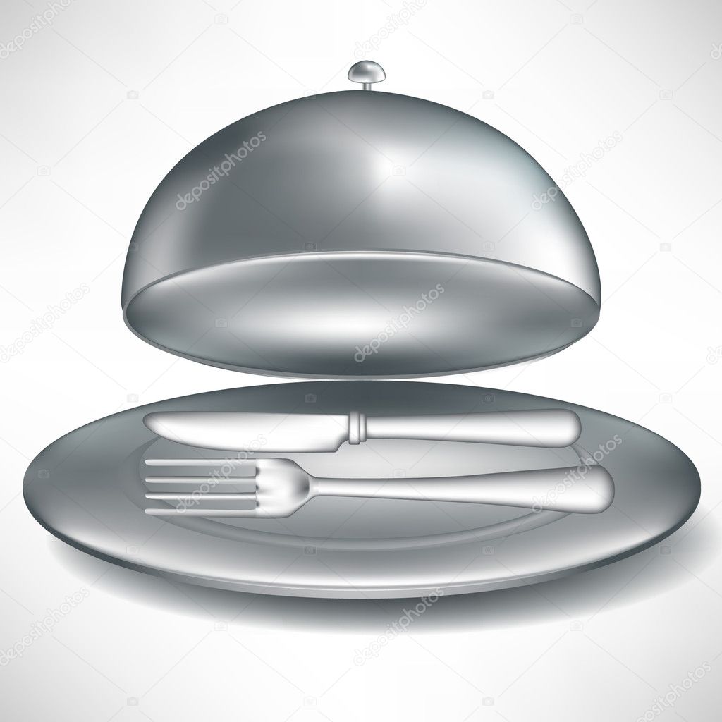 open catering tray with fork and knife