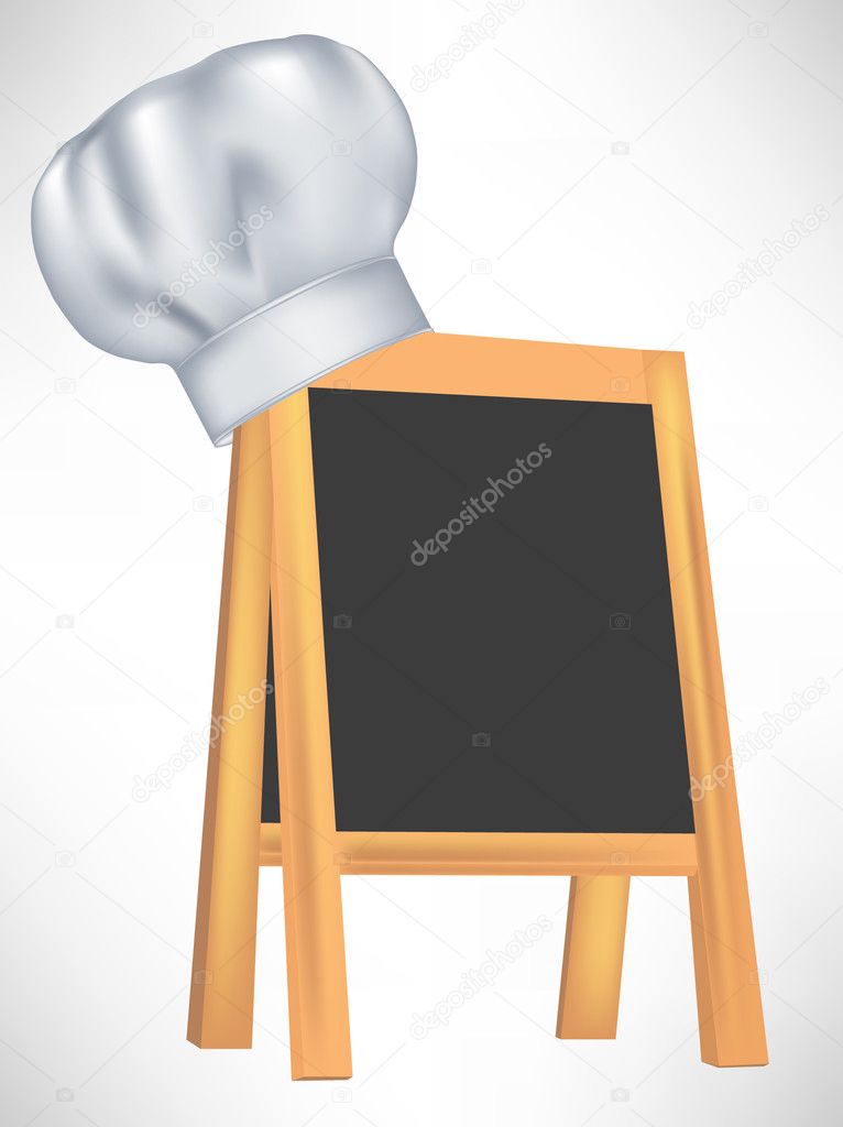 chef hat with black menu board