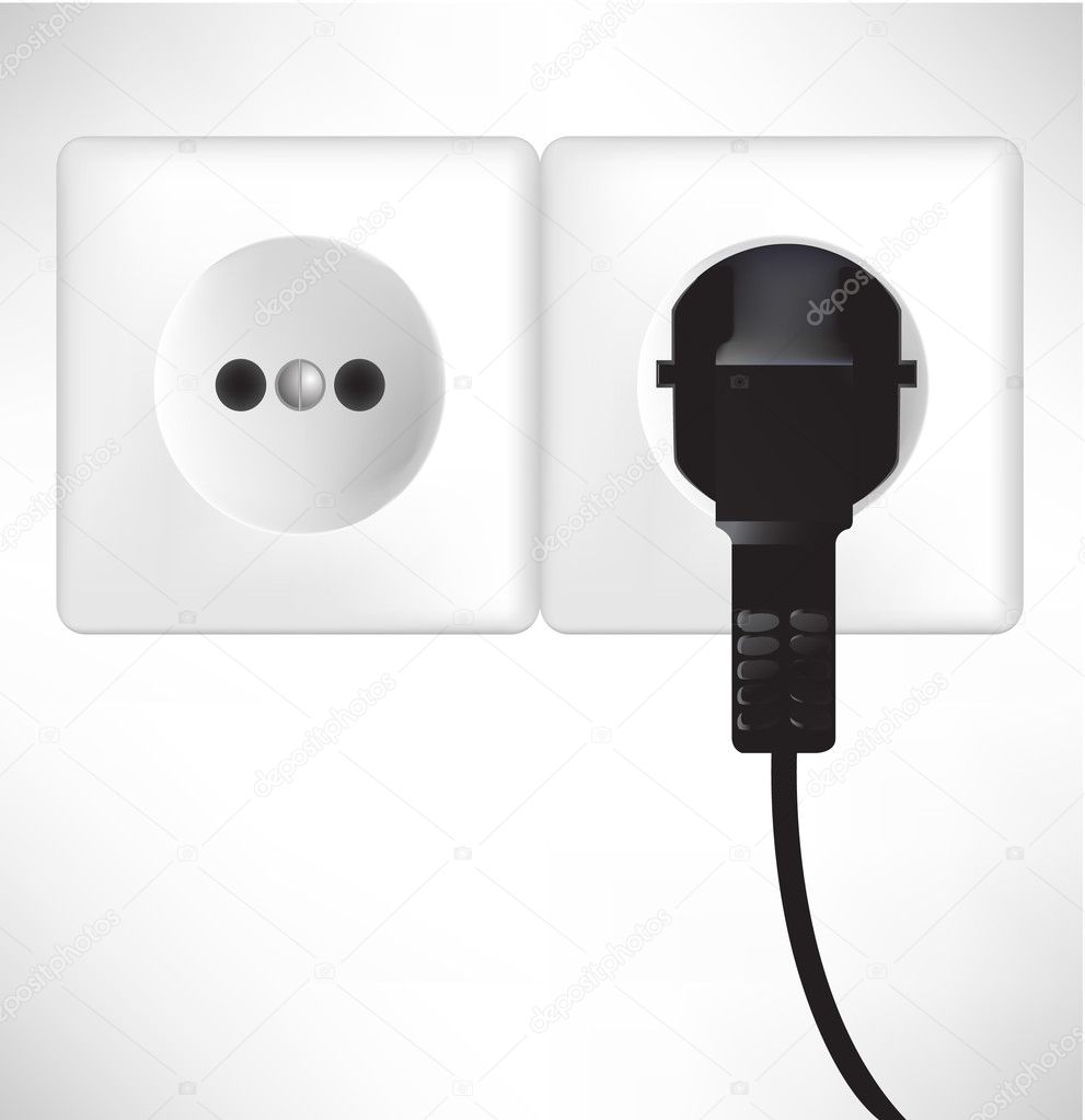 white power outlet and socket isolated