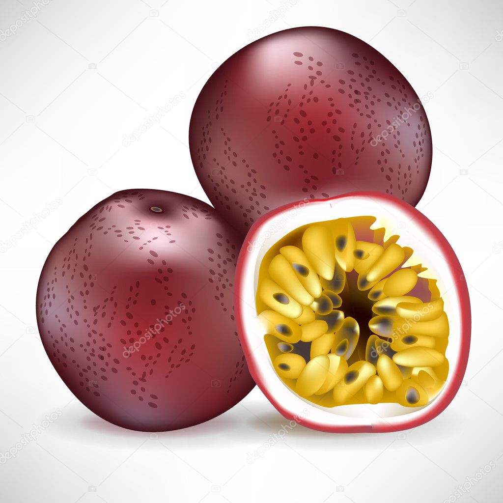 fresh pile of passion fruit and sliced fruit