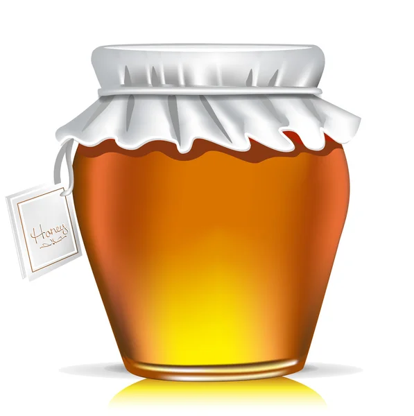 Tarro de miel individual con etiqueta — Vector de stock