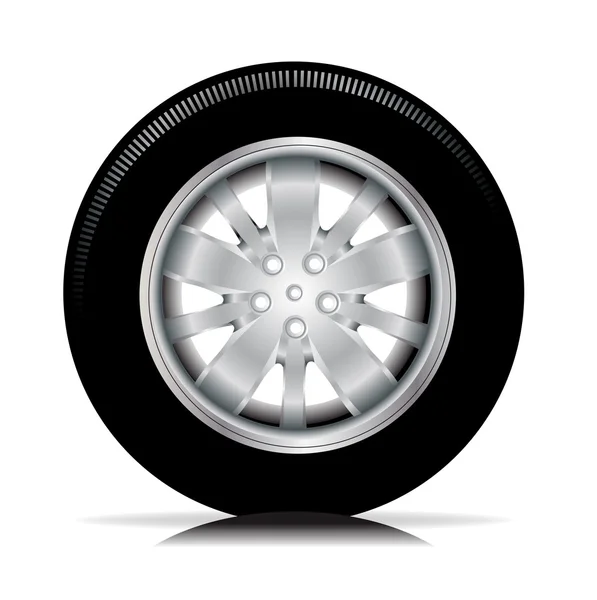 Roda de carro pneu isolado único — Vetor de Stock
