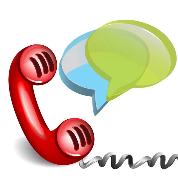 Rotes Retro-Telefon mit Dialog-Chat-Boxen — Stockvektor