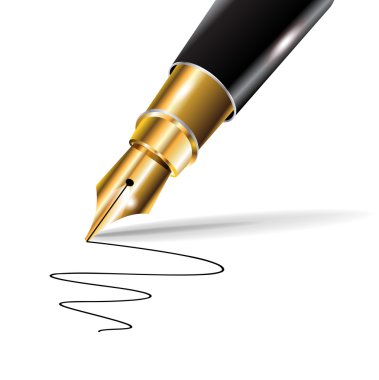 Fountain luxury pen with written trace clipart