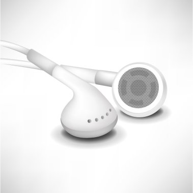 Two white headphones in close up clipart