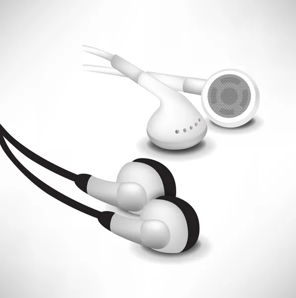 Conjuntos de auriculares en blanco y negro — Vector de stock