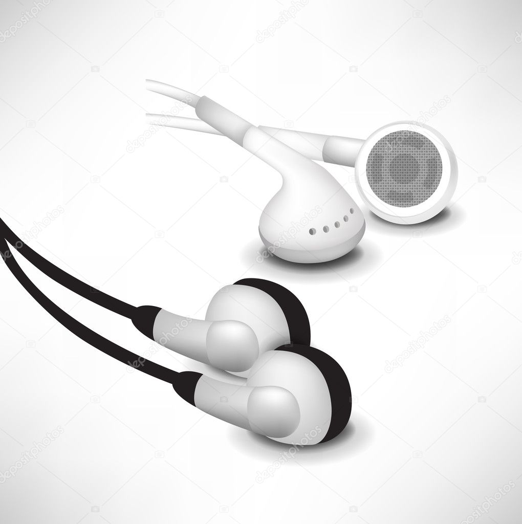 Black and white sets of headphones