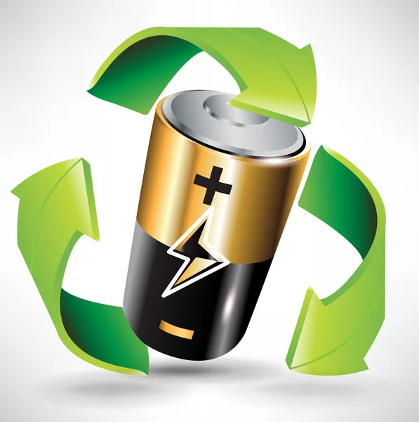 Koncepcja recyklingu baterii — Wektor stockowy