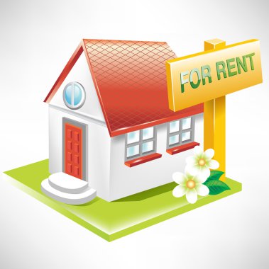 House with for rent sign clipart