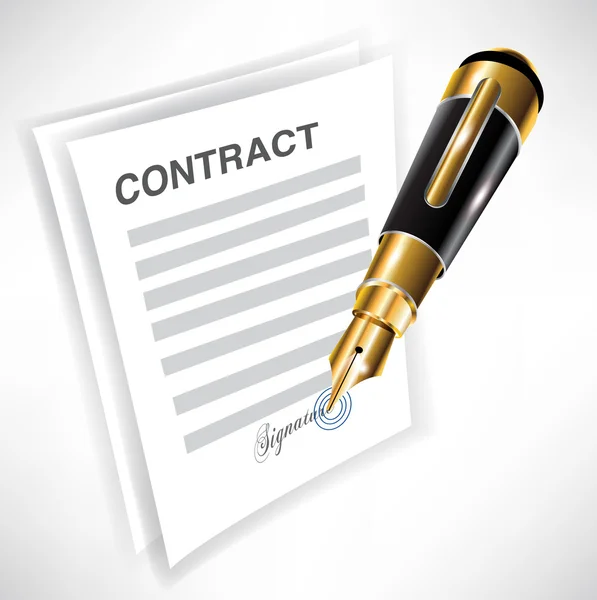 Υπογραφή σύμβασης με στυλό — Διανυσματικό Αρχείο