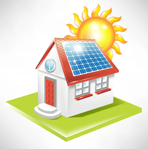 Maison avec panneau solaire — Image vectorielle