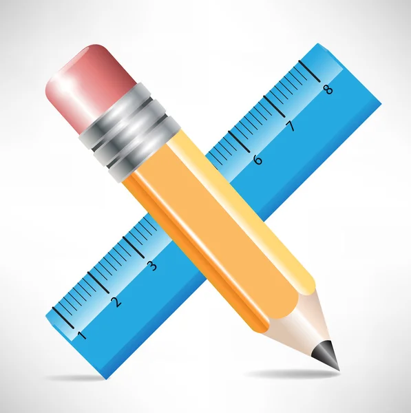 Çapraz kalemi ve cetvel — Stok Vektör