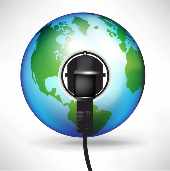 Globe with plug in power outlet — Stock Vector