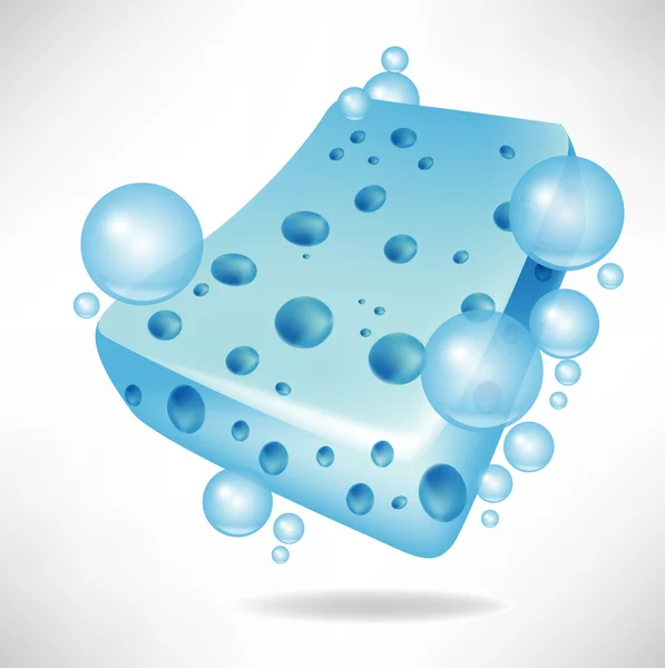 Blue with sponge with bubbles — Stock Vector