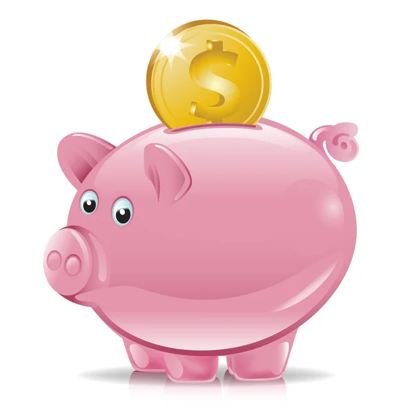 Piggy bank with coin falling — Stock Vector