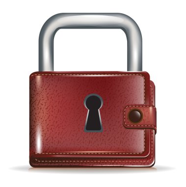 Locked wallet security concept clipart
