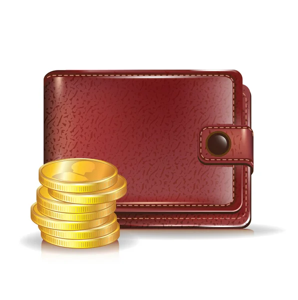 Πορτοφόλι με χρυσά νομίσματα — Διανυσματικό Αρχείο