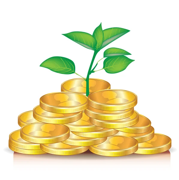 Növénytermesztés halom érmék — Stock Vector